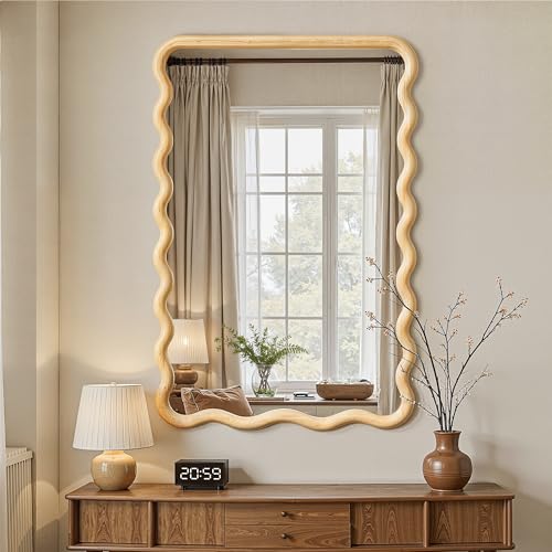 Wavy Mirror for Wall, 36"x24" Bathroom Vanity Mirror - size: 36"L x 24"W
