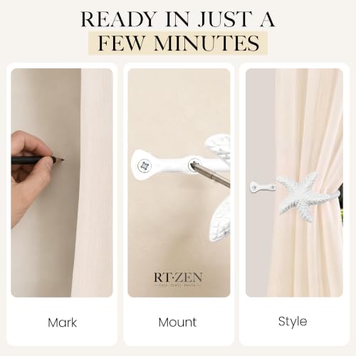 RTZEN Metal Curtain Tiebacks, Drapery Holders for Wall, 2 Pcs - size: Medium, style: Starfish - W