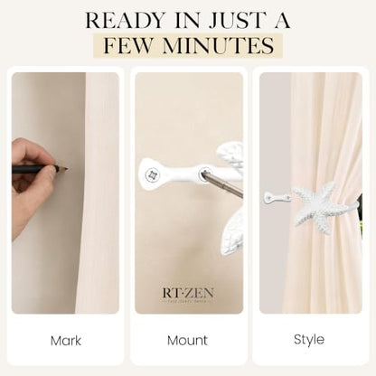 RTZEN Metal Curtain Tiebacks, Drapery Holders for Wall, 2 Pcs - size: Medium, style: Starfish - W