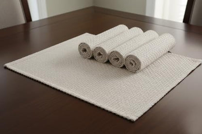 Urban Villa Two Tone Placemat Cotton Tablemat 14x20 (Set of 6) Beige - color: Beige, size: 14" x 20"