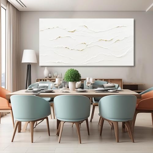 WINKAILIN Modern White Abstract Wall Art for Living Room 29x58 Inch - color: White and Gold, size: 58"L x 29"W