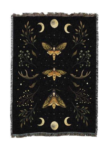 Pure Country Weavers Death Head Moth Blanket by Episodic Drawing- Fantasy Gift Tapestry Throw Woven from Cotton - Made in The USA (50x60) - color: Death Head Moth, size: 50x60
