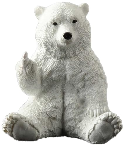 Polar Bear Middle Finger Figurine, Hilarious Funny Resin Bear Statue - color: White, size: 3 inch