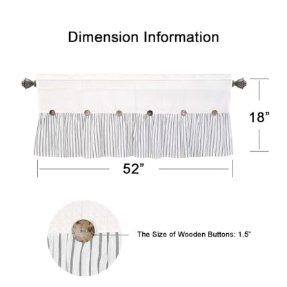 DOSLY IDÉES Rustic Farmhouse Valance, Gray Striped, 52x18in - color: Beige & Gray Striped, size: 52"W x 18"L (Pack of 1)