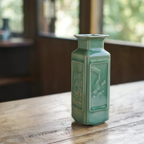 Mini Bud Vase, 5.5" Handmade Ceramic Square Vase, Sage Green Decor