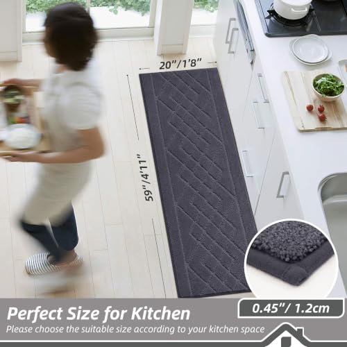BEQHAUSE Kitchen Runner Rug Non Slip Kitchen Rugs, 20" x 59", Dark Grey - color: Dark Grey, size: 20" X 59"