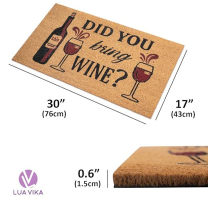 Funny Coir Door Mats Outside and Inside, Wine, 17 x 30 in - color: Wine