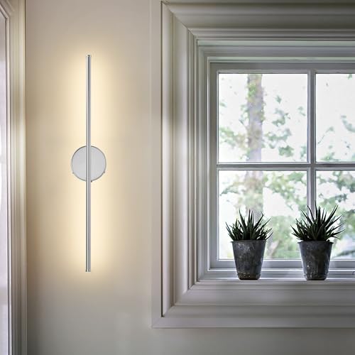 KARTOOSH Battery Operated Wall Sconces Set of Two Wireless Wall Lights - color: Chrome, size: 24.4 Inches