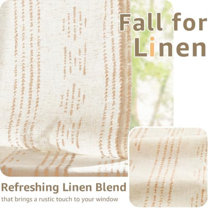 jinchan Linen Striped Tier Curtains for Kitchen Windows Boho - color: Boho Taupe | on Beige, size: 26"W x 24"L (Pack of 2)