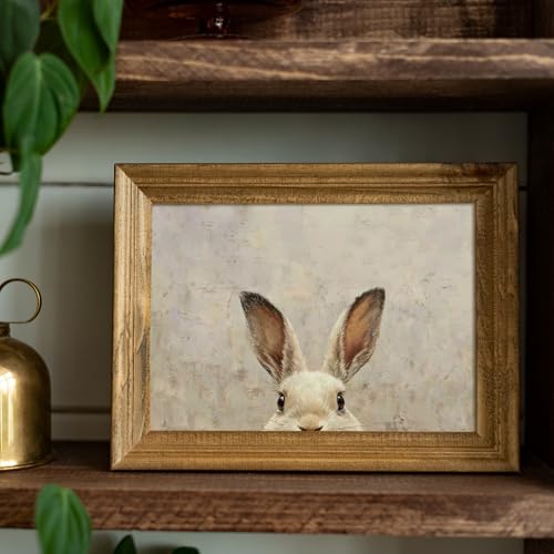 uniro Vintage Easter Bunny Wall Art Decor, Neutral Rabbit Canvas Oil Painting Poster for Rustic Easter Décor, Vintage Home Decor Animals Artwork Prints Wall Decor for Kids Room, Living Room, Bedroom or Festive Spaces - 8x10 Unframed - color: White Rabbit,