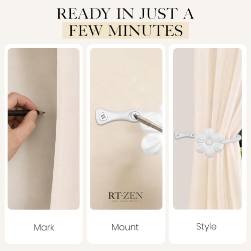 RTZEN Metal Curtain Tiebacks, Drapery Holders for Wall, 2 Pcs - size: Medium, style: Flower - W