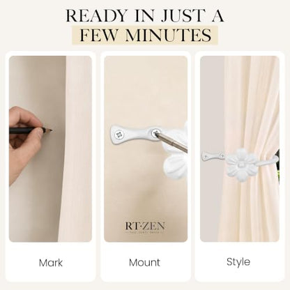 RTZEN Metal Curtain Tiebacks, Drapery Holders for Wall, 2 Pcs - size: Medium, style: Flower - W