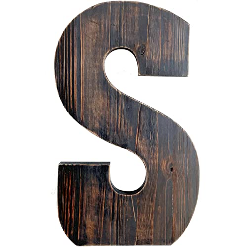 ABELOTS Big Letter Wall Art for Living Room, Bathroom, Bedroom, and Home Decor, Rustic Farmhouse Lettering for Family Last Names, Large Decorative Wood, 14” x 10” (Big S) - color: Big S