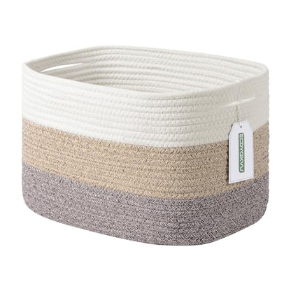 ECDYQXVU 15x10x9 Inch Woven Cotton Rope Storage Basket, 1 Pack - color: Gradient Brown, size: 1 Pack