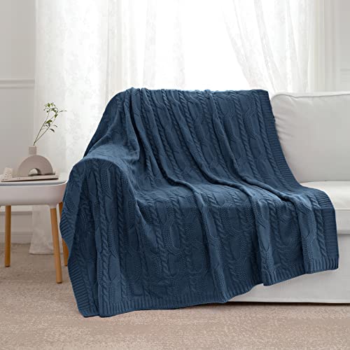 Aormenzy Knit Throw Blanket, Dark Slate Blue, 50" x 60" - color: Dark Slate Blue, size: 50" x 60"