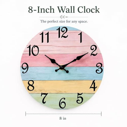 CHYLIN Wall Clock Silent Non-Ticking Battery Operated Pink Green Colorful - color: C-pink Blue, size: 8 inch