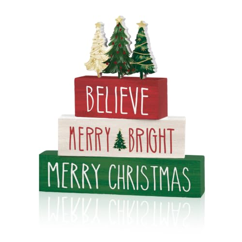 Smile Merry Christmas Wooden Signs Tabletop Indoor Decor - style: Xmas Tree