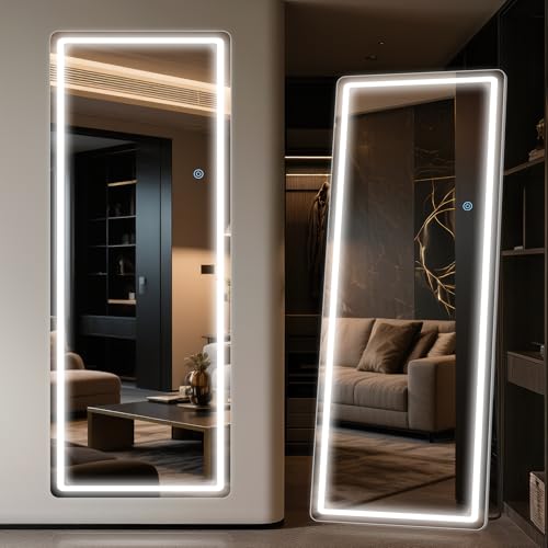Antok 58"x18" LED Full Length Mirror, Lighted Floor Mirror, Rect - size: 58"L x 18"W, style: Rect Style