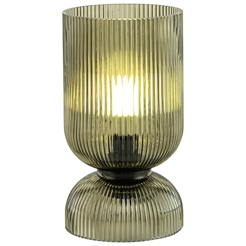 Modern RGB Glass Table Lamp with Remote，Color Changing Bedside Lamp with Green Glass Shade, 16 Colors, On/Off Cord Switch, Nightstand Lamp for Bedroom, Living Room, Office,Bulb Included - color: Green-RGB