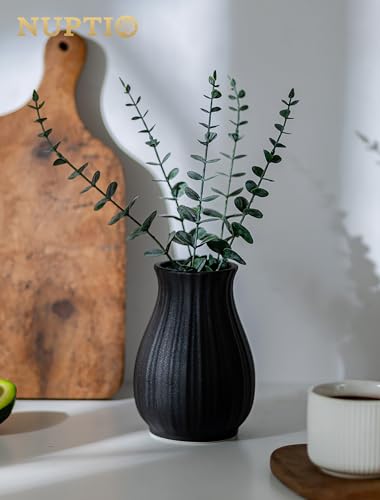 NUPTIO Ceramic Flower Vase for Bouquet, Black, 8.07" Tall - size: Style 2-L-Black