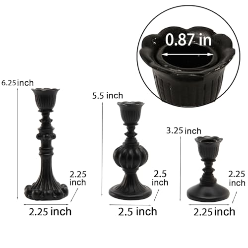 Guichifun Black Candlestick Holder Set of 3 Living Room Decor - color: Black