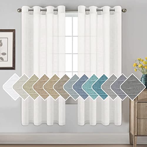 H.VERSAILTEX White Linen Sheer Curtains 72" 2 Panels Grommet - color: White, size: 52"W x 72"L (Pack of 2)