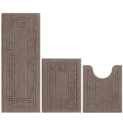 Pauwer Bathroom Rugs Sets 3 Piece, Plush Absorbent Bath Rug, Coffee - color: Coffee