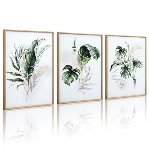 ArtbyHannah Framed Bathroom Wall Art, 12" x16" Botanical Canvas Paintings - size: 12x16 Inch
