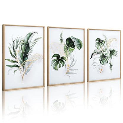 ArtbyHannah Framed Bathroom Wall Art, 12" x16" Botanical Canvas Paintings - size: 12x16 Inch