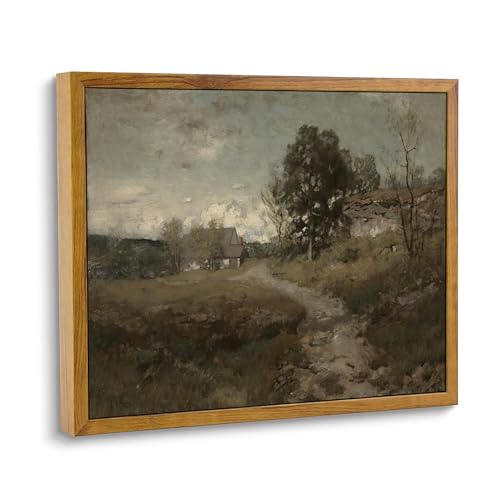 Vintage Framed Rustic Farmhouse Landscape Canvas Wall Art for Kitchen 8×10 | Deep Moody Tones, Landscape and Pastoral Scenes, Gallery-like HD Print, Waterproof Canvas, Living Room Bathroom Decor - color: Country Lane, size: 8"L x 10"W