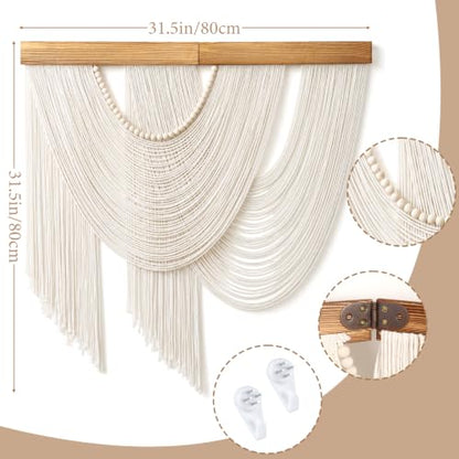 MEIVINES Large Macrame Wall Hanging Boho Tapestry Macrame Wall Art Decor - color: Beige