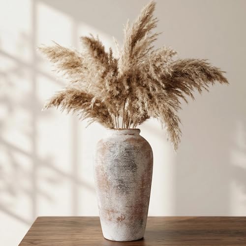 Large Vintage Ceramic Vase - 11 Inch Farmhouse Rustic Flower Vase,Large Vases for Decor Living Room Dining Table Home Decor and Housewarming Gift - size: 11.2Inch