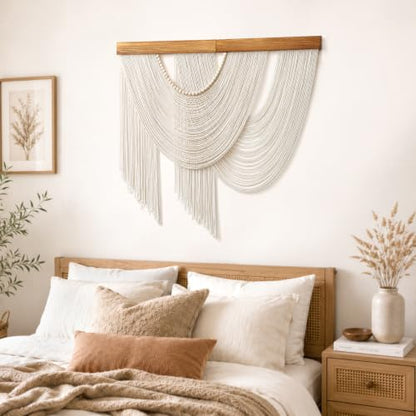 MEIVINES Large Macrame Wall Hanging Boho Tapestry Macrame Wall Art Decor - color: Beige