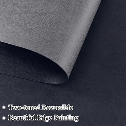 SHACOS Faux Leather Placemats Set of 8 Place Mats Table Mats, Navy Gray - color: Navy and Gray
