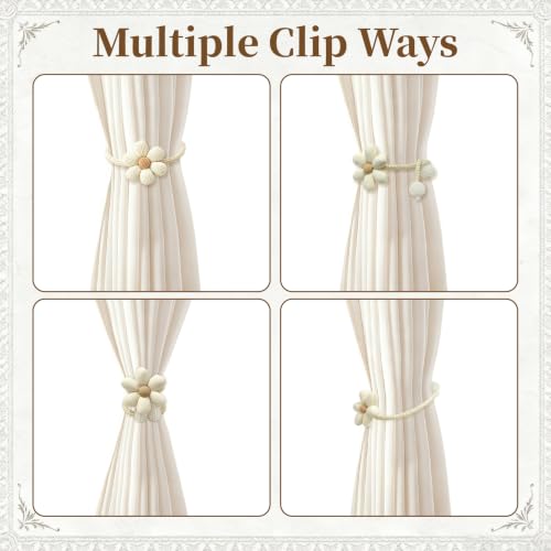 Sunflower Curtain Tiebacks 2 Pack, No-Drill Decorative Drape Holders