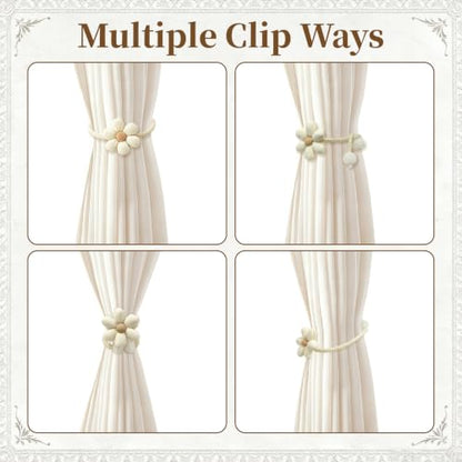 Sunflower Curtain Tiebacks 2 Pack, No-Drill Decorative Drape Holders