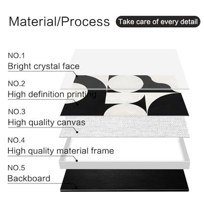 QKF 3Pcs Black White Crystal Textured Abstract Framed Canvas Wall Art Set - color: Black white black, size: 24" X 32" X 3 pieces