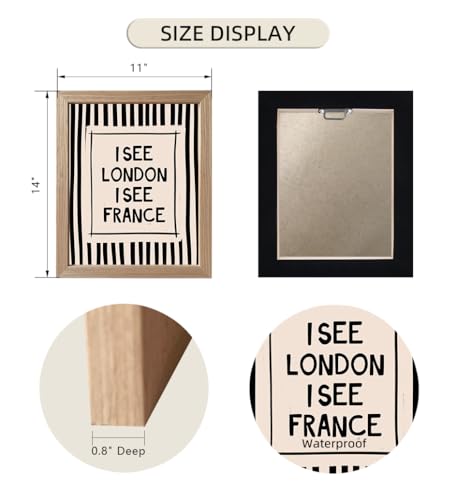 Funny Bathroom Wall Art Framed I See London I See France Bathroom Sign - color: Black and White, size: 14"L x 11"W