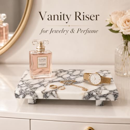 Marble Pedestal Tray for Perfume, Jewelry & Vanity Organizers - color: Calacatta Viola Marble-9.84 in