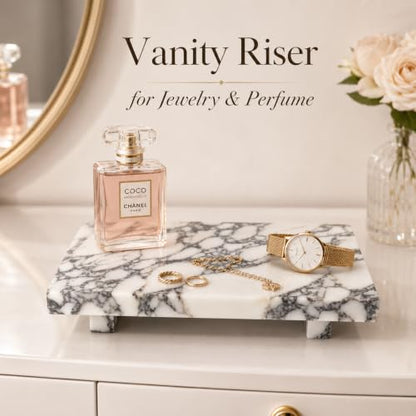 Marble Pedestal Tray for Perfume, Jewelry & Vanity Organizers - color: Calacatta Viola Marble-9.84 in