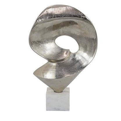 Benjara 24" Tabletop Home Decor Piece- Modern Art Sculpture- Chrome Metal