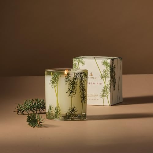 Thymes Frasier Fir Pine Needle Candle – Holiday Candles for Home Scented with Notes of Crisp Siberian Fir, Cedarwood & Sandalwood – Christmas Decor (6.5 oz) - size: 6.5 oz