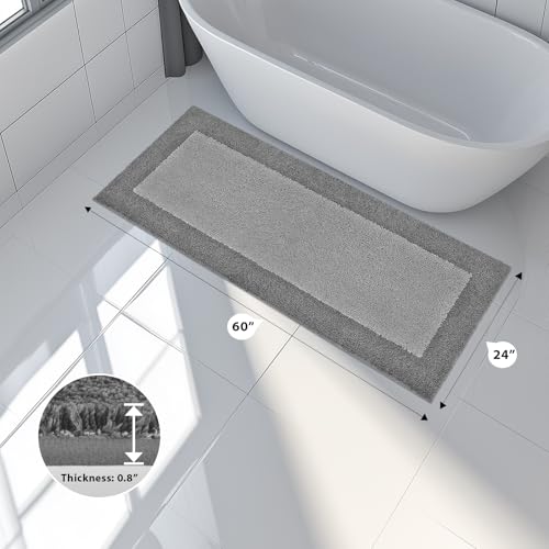 anllugs Bathroom Rugs, 24" x 60" Soft Bath Rugs, Grey & Dark Grey - color: Grey & Dark Grey, size: 24" X 60"