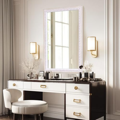36x24 Inch Rectangle Wall Mirror, Wooden Rectangular Bathroom Mirrors - color: Style 2