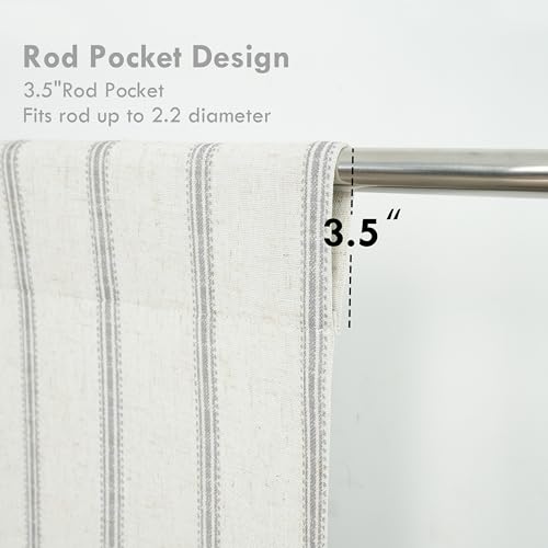 DriftAway Farmhouse Double Layer Linen Blackout Tie Up Curtains Thermal Insulated Vertical Striped Fully Lined Balloon Roman Shade Bathroom Window Adjustable Rod Pocket 39 Inch by 55 Inch Gray - color: Grey, size: 39"W x 55"L (Pack of 1)
