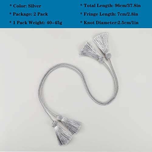 Elegant Tassel Curtain Tiebacks Rope Curtain Tie Backs for Windows Porlau - color: Grey