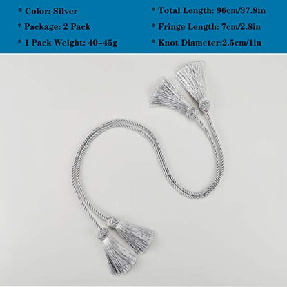 Elegant Tassel Curtain Tiebacks Rope Curtain Tie Backs for Windows Porlau - color: Grey