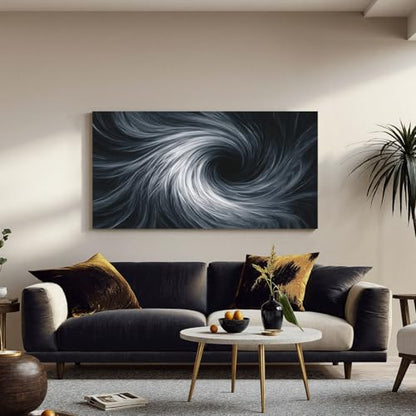 YISXINOAG Black White Abstract Wall Art Modern Spiral Painting 20"X40" - color: black white, size: 40"L x 20"W