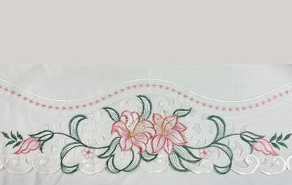 GOHD Lily Fragrance 3pcs Colorful Embroidery Kitchen Cafe Curtain Set.Rose - color: Rose