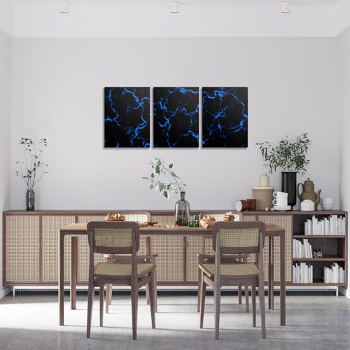 Feelyou Strip Lines Wall Art 12" x 16" x 3 - color: Blue